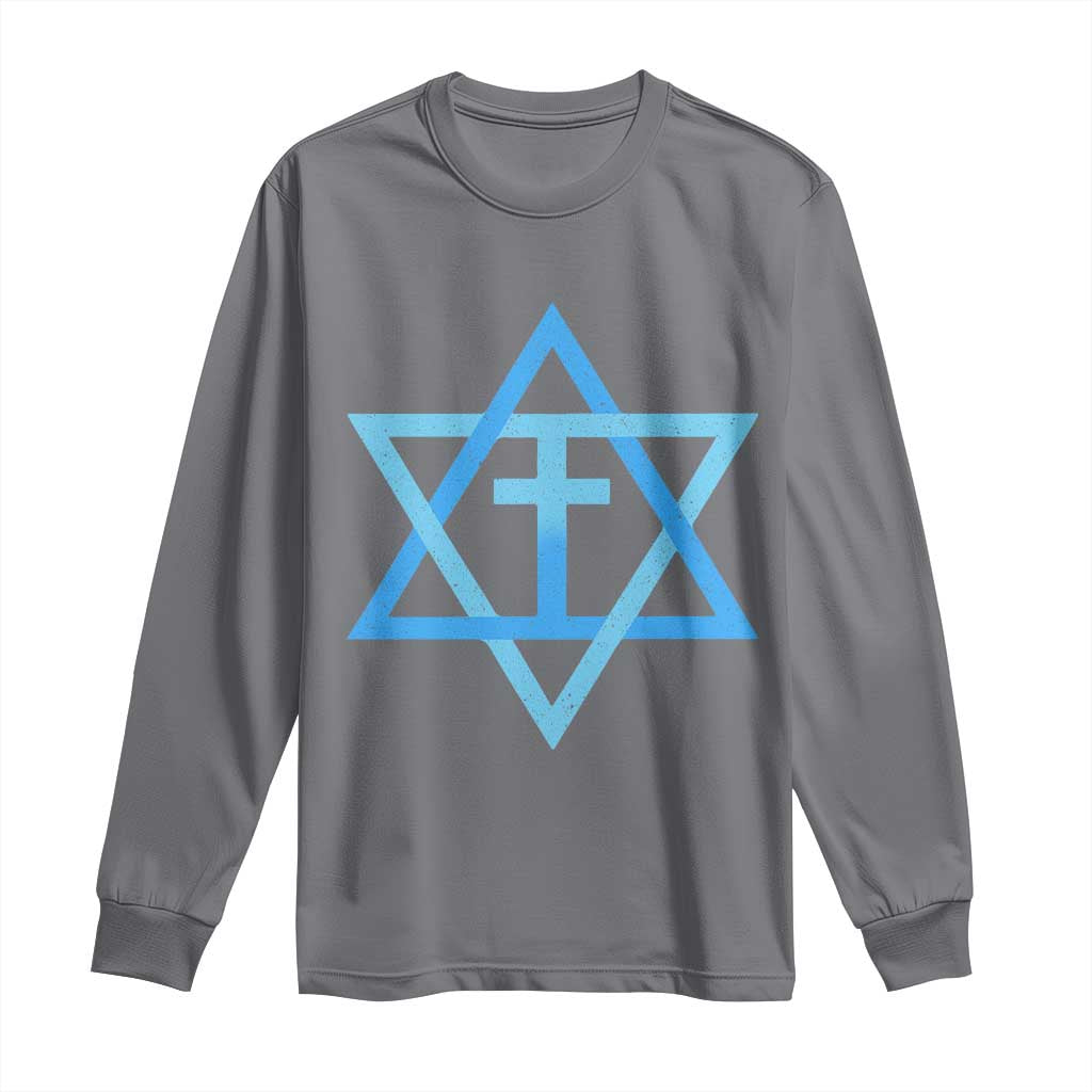 Messianic Cross Star of David Yeshua Jesus Long Sleeve Shirt TS11 Charcoal Print Your Wear