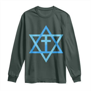 Messianic Cross Star of David Yeshua Jesus Long Sleeve Shirt TS11 Dark Forest Green Print Your Wear
