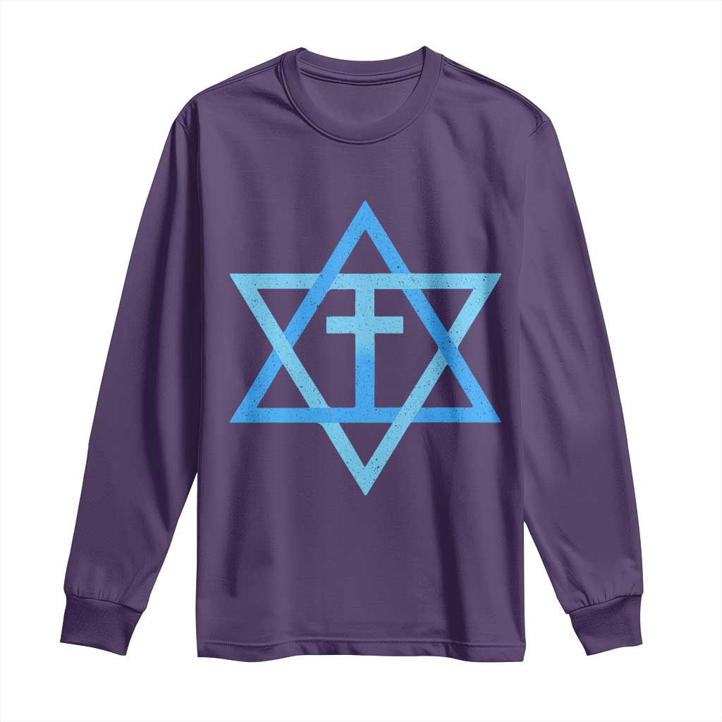 Messianic Cross Star of David Yeshua Jesus Long Sleeve Shirt TS11 Purple Print Your Wear