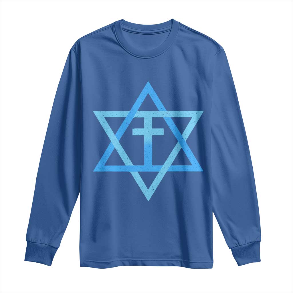 Messianic Cross Star of David Yeshua Jesus Long Sleeve Shirt TS11 Royal Blue Print Your Wear