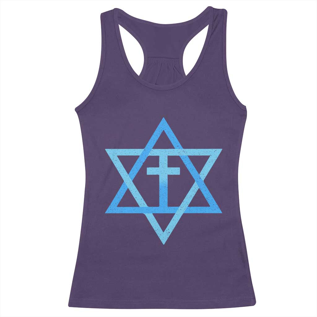 Messianic Cross Star of David Yeshua Jesus Racerback Tank Top TS11 Purple Print Your Wear
