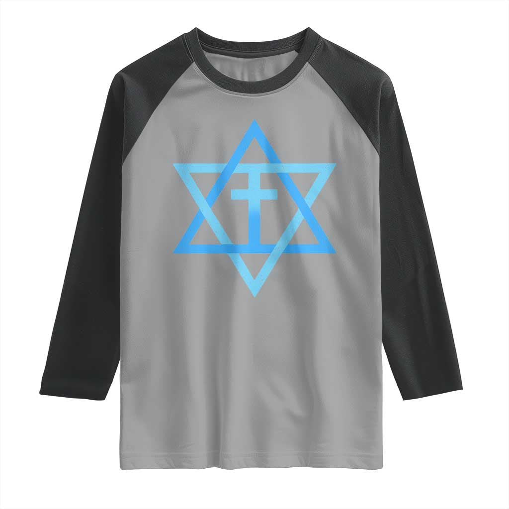 Messianic Cross Star of David Yeshua Jesus Raglan Shirt TS11 Sport Gray Black Print Your Wear