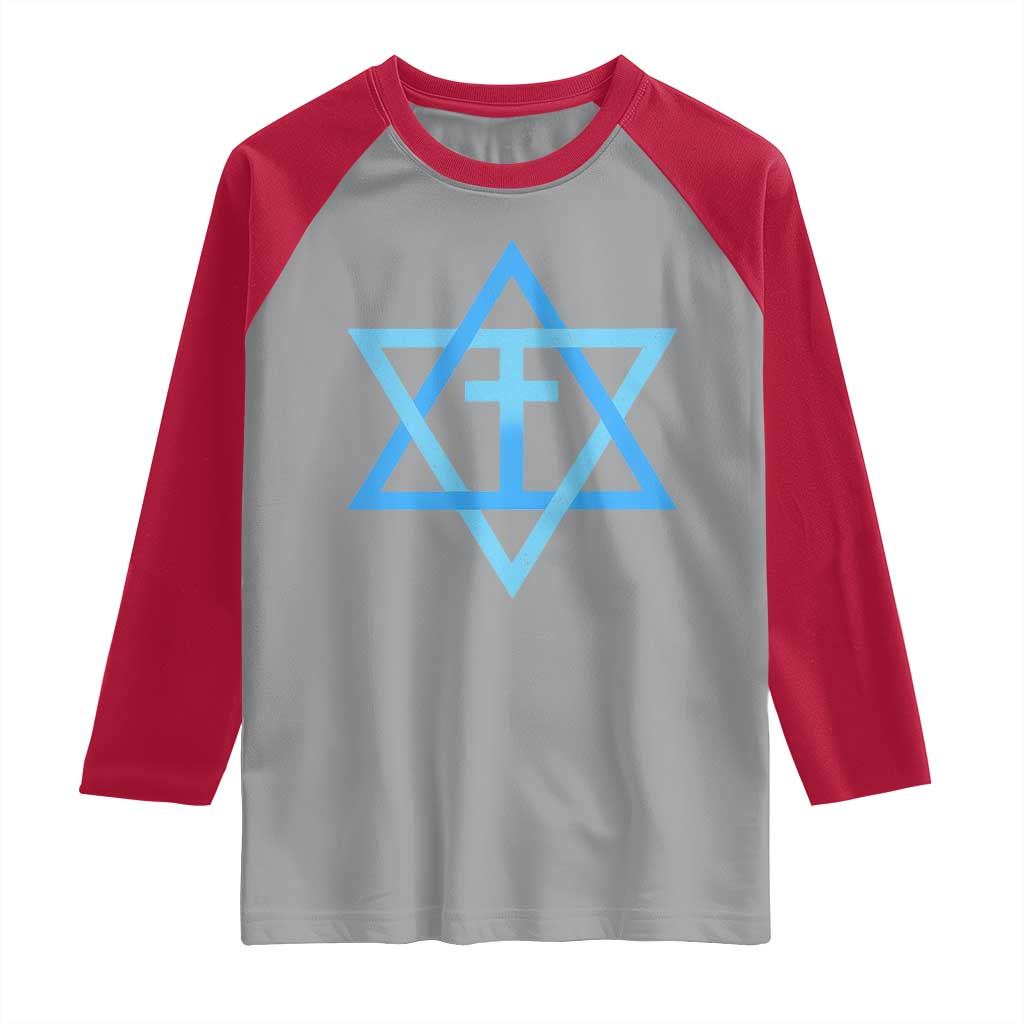 Messianic Cross Star of David Yeshua Jesus Raglan Shirt TS11 Sport Gray Red Print Your Wear