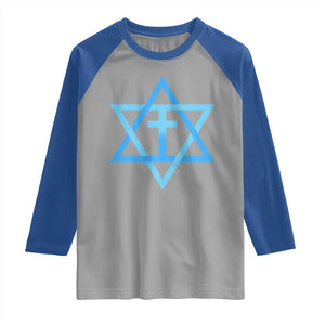 Messianic Cross Star of David Yeshua Jesus Raglan Shirt TS11 Sport Gray Royal Print Your Wear