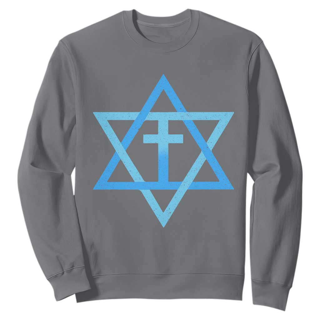 Messianic Cross Star of David Yeshua Jesus Sweatshirt TS11 Charcoal Print Your Wear