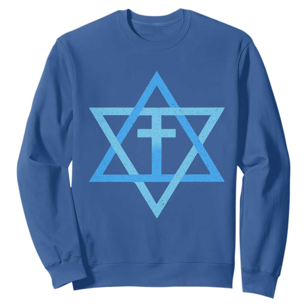 Messianic Cross Star of David Yeshua Jesus Sweatshirt TS11 Royal Blue Print Your Wear