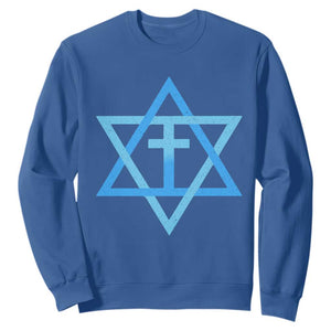 Messianic Cross Star of David Yeshua Jesus Sweatshirt TS11 Royal Blue Print Your Wear