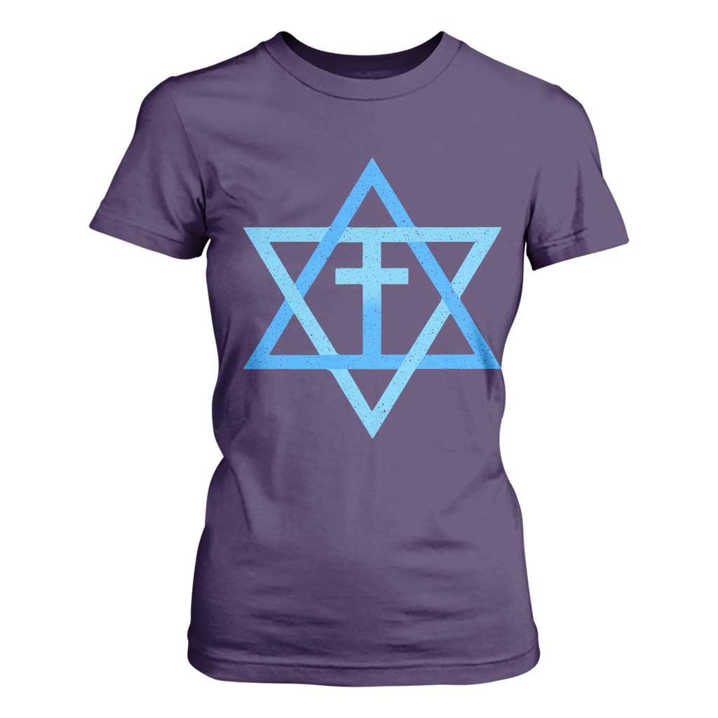 Messianic Cross Star of David Yeshua Jesus T Shirt For Women TS11 Purple Print Your Wear