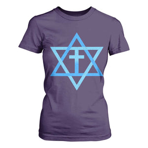 Messianic Cross Star of David Yeshua Jesus T Shirt For Women TS11 Purple Print Your Wear