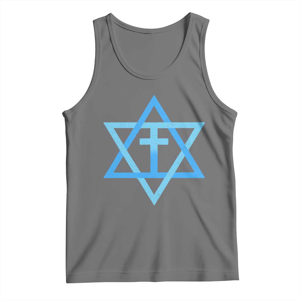 Messianic Cross Star of David Yeshua Jesus Tank Top TS11 Black Heather Print Your Wear