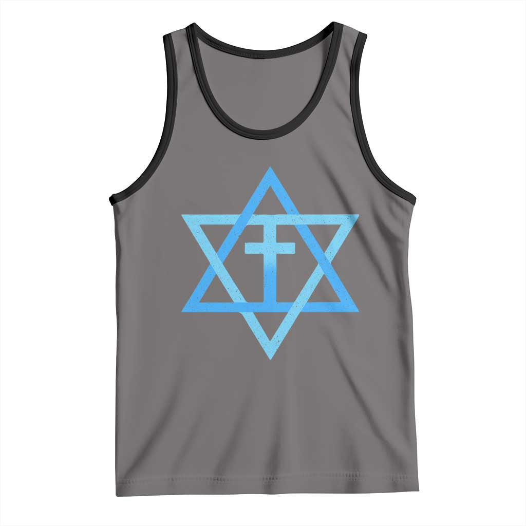 Messianic Cross Star of David Yeshua Jesus Tank Top TS11 Deep Heather Black Print Your Wear