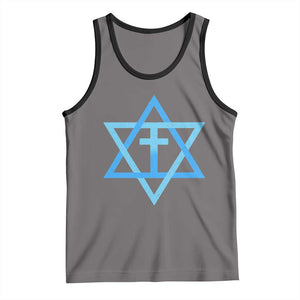 Messianic Cross Star of David Yeshua Jesus Tank Top TS11 Deep Heather Black Print Your Wear