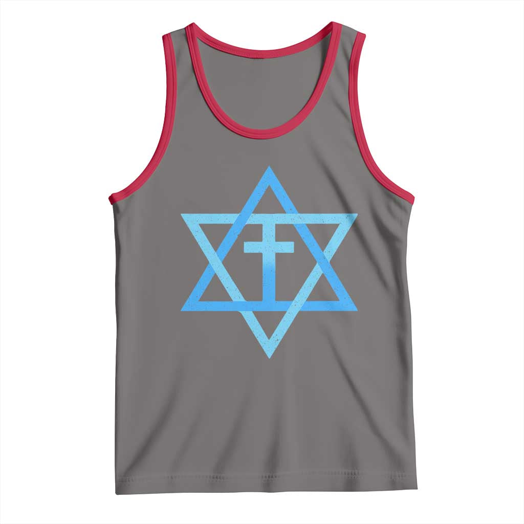 Messianic Cross Star of David Yeshua Jesus Tank Top TS11 Deep Heather Red Print Your Wear