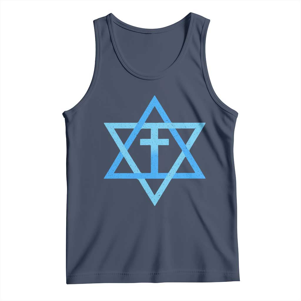 Messianic Cross Star of David Yeshua Jesus Tank Top TS11 Navy Print Your Wear