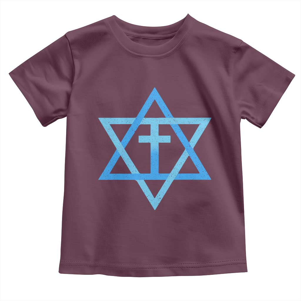 Messianic Cross Star of David Yeshua Jesus Toddler T Shirt TS11 Maroon Print Your Wear