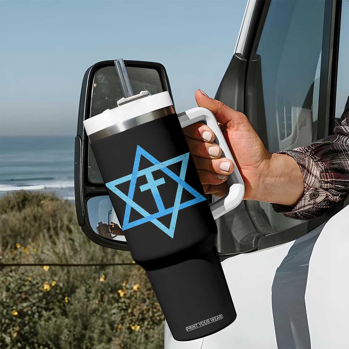 Messianic Cross Star of David Yeshua Jesus Tumbler With Handle TS11 Print Your Wear