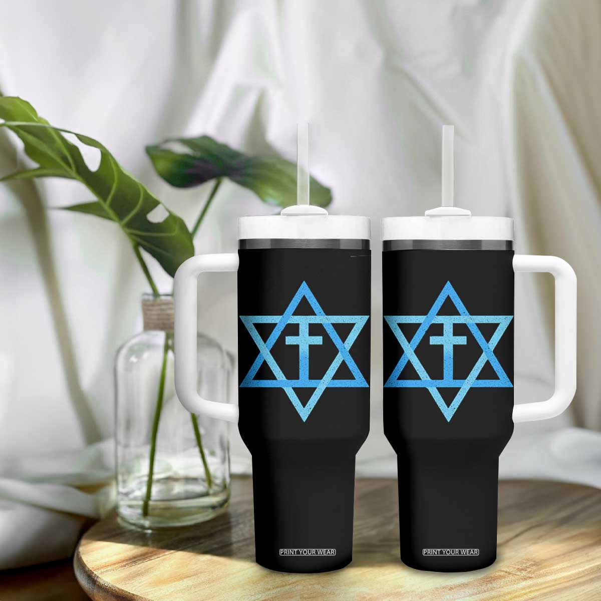 Messianic Cross Star of David Yeshua Jesus Tumbler With Handle TS11 Print Your Wear