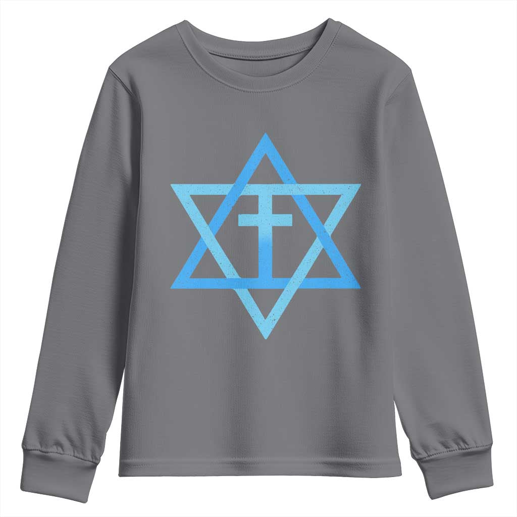 Messianic Cross Star of David Yeshua Jesus Youth Sweatshirt TS11 Charcoal Print Your Wear