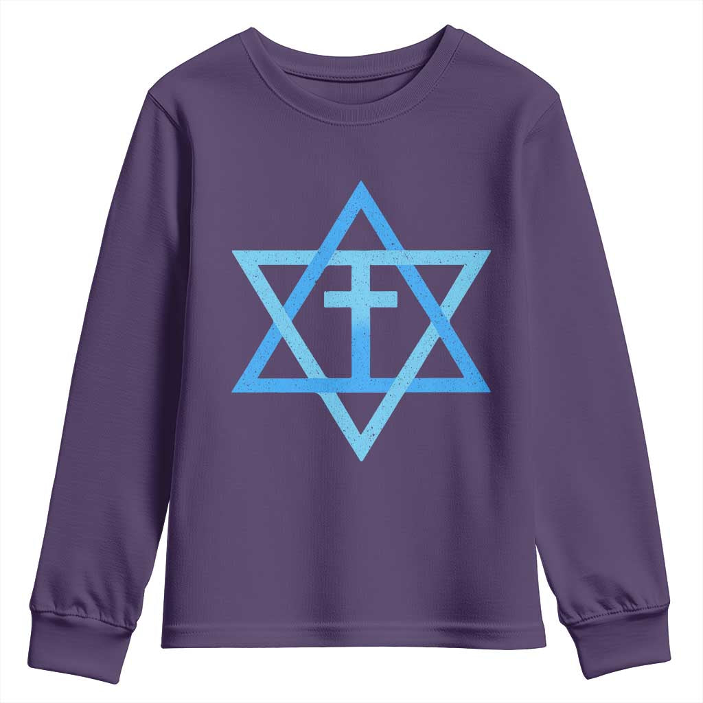 Messianic Cross Star of David Yeshua Jesus Youth Sweatshirt TS11 Purple Print Your Wear