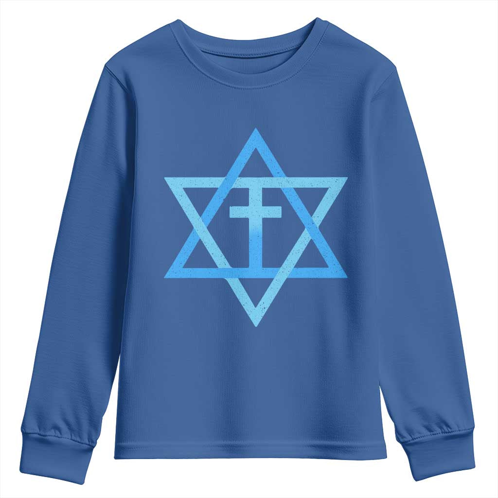Messianic Cross Star of David Yeshua Jesus Youth Sweatshirt TS11 Royal Blue Print Your Wear