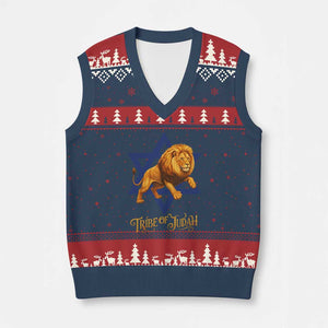 Tribe Of Judah V-Neck Knit Sweater Vest Bible History Hebrew Christ Israelite Lion TS11 Navy Red Print Your Wear