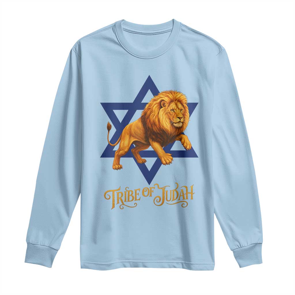 Tribe Of Judah Long Sleeve Shirt Bible History Hebrew Christ Israelite Lion TS11 Light Blue Print Your Wear