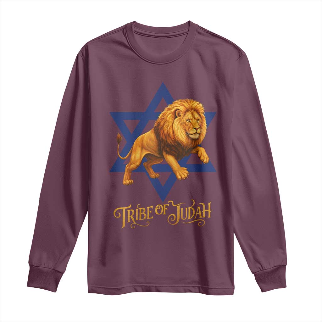 Tribe Of Judah Long Sleeve Shirt Bible History Hebrew Christ Israelite Lion TS11 Maroon Print Your Wear