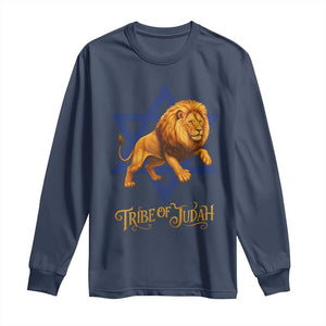 Tribe Of Judah Long Sleeve Shirt Bible History Hebrew Christ Israelite Lion TS11 Navy Print Your Wear
