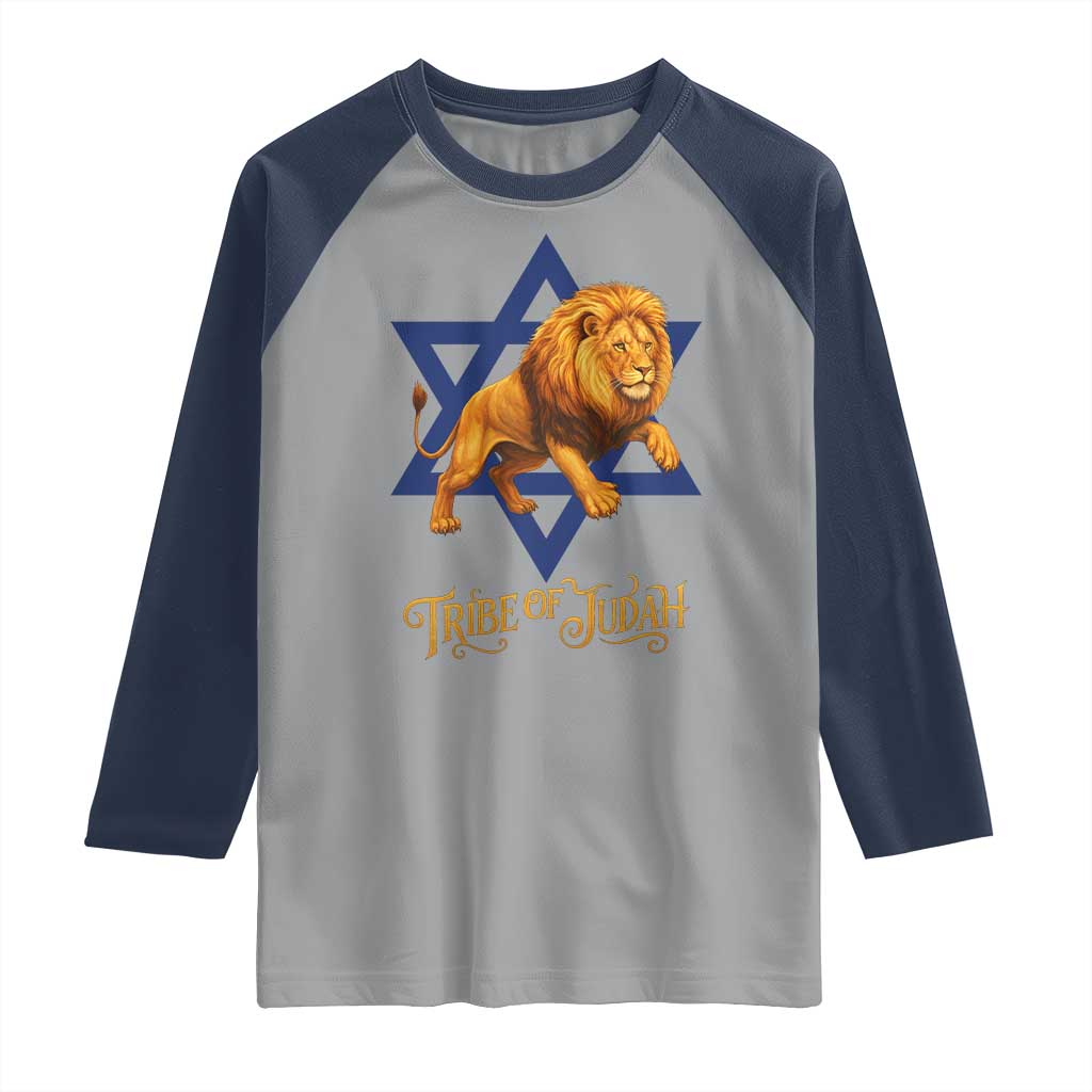 Tribe Of Judah Raglan Shirt Bible History Hebrew Christ Israelite Lion TS11 Sport Gray Navy Print Your Wear