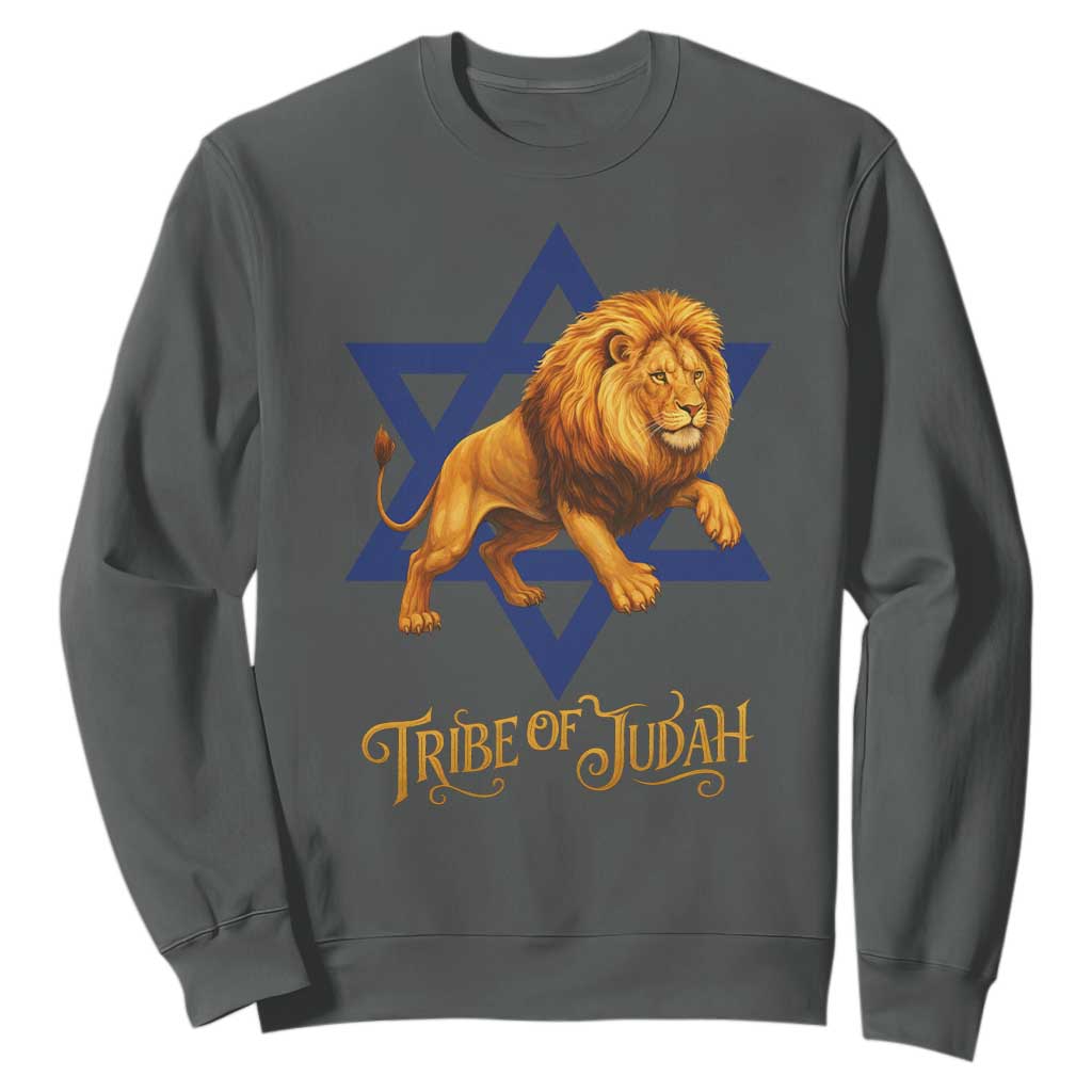 Tribe Of Judah Sweatshirt Bible History Hebrew Christ Israelite Lion TS11 Dark Heather Print Your Wear