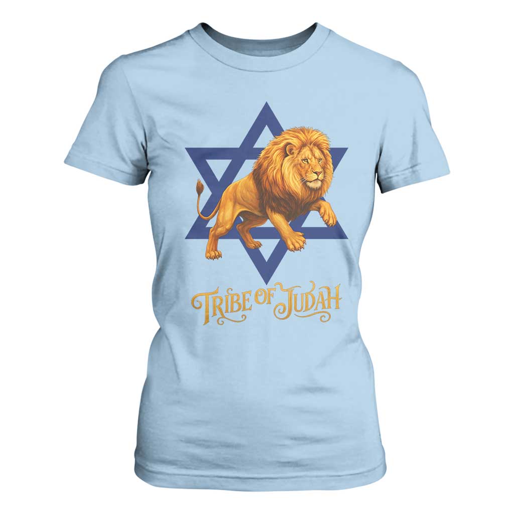 Tribe Of Judah T Shirt For Women Bible History Hebrew Christ Israelite Lion TS11 Light Blue Print Your Wear