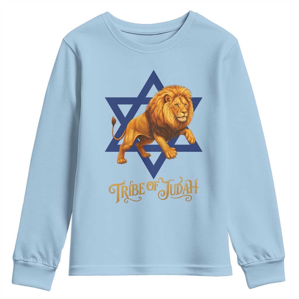 Tribe Of Judah Youth Sweatshirt Bible History Hebrew Christ Israelite Lion TS11 Light Blue Print Your Wear