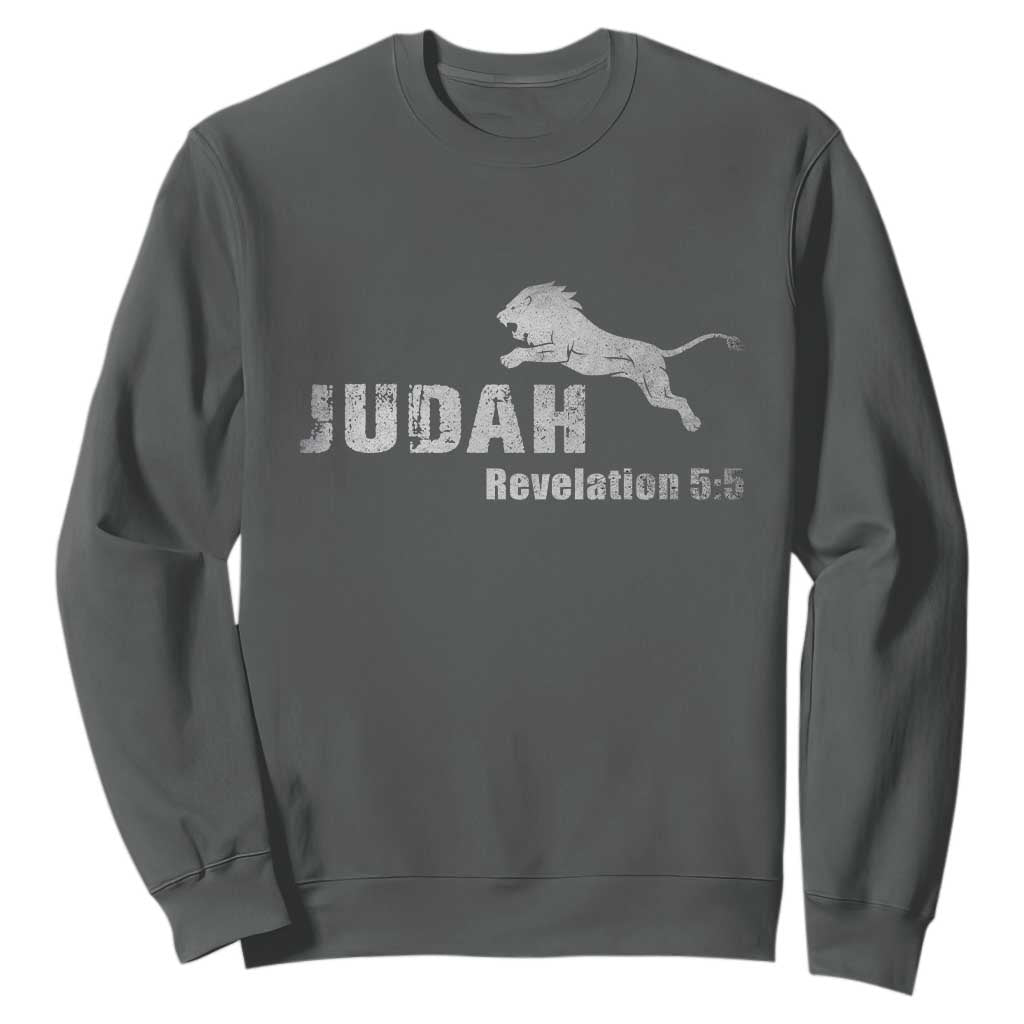 Lion Tribe of Judah Hebrew Christ Israelite Sweatshirt TS11 Dark Heather Print Your Wear