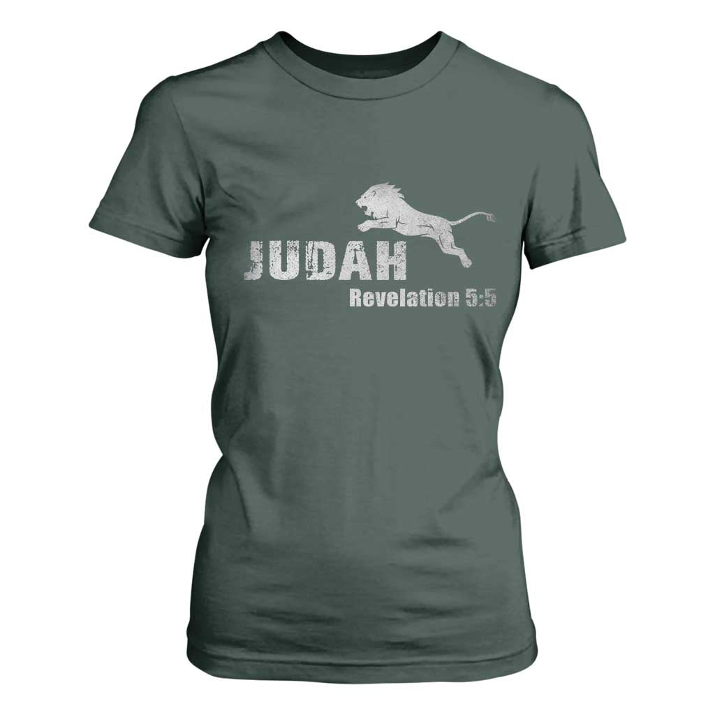 Lion Tribe of Judah Hebrew Christ Israelite T Shirt For Women TS11 Dark Forest Green Print Your Wear