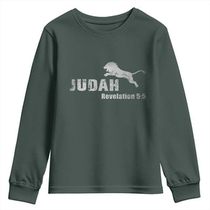 Lion Tribe of Judah Hebrew Christ Israelite Youth Sweatshirt TS11 Dark Forest Green Print Your Wear