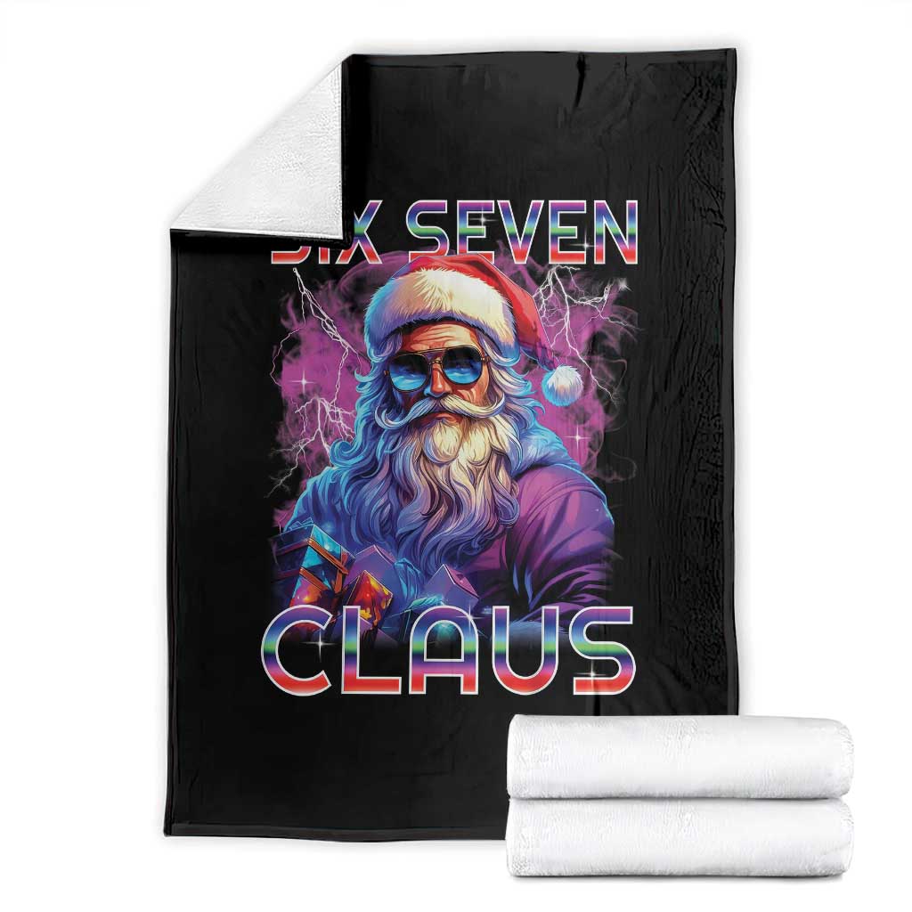 Funny Six Seven Claus Throw Blanket 67 Christmas Santa Meme Gen Alpha TS11 Black Print Your Wear