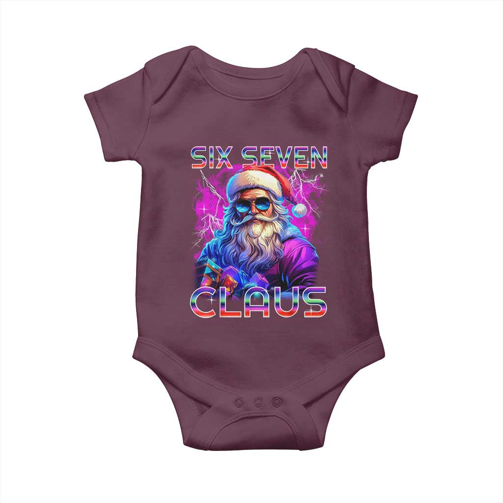 Funny Six Seven Claus Baby Onesie 67 Christmas Santa Meme Gen Alpha TS11 Maroon Print Your Wear