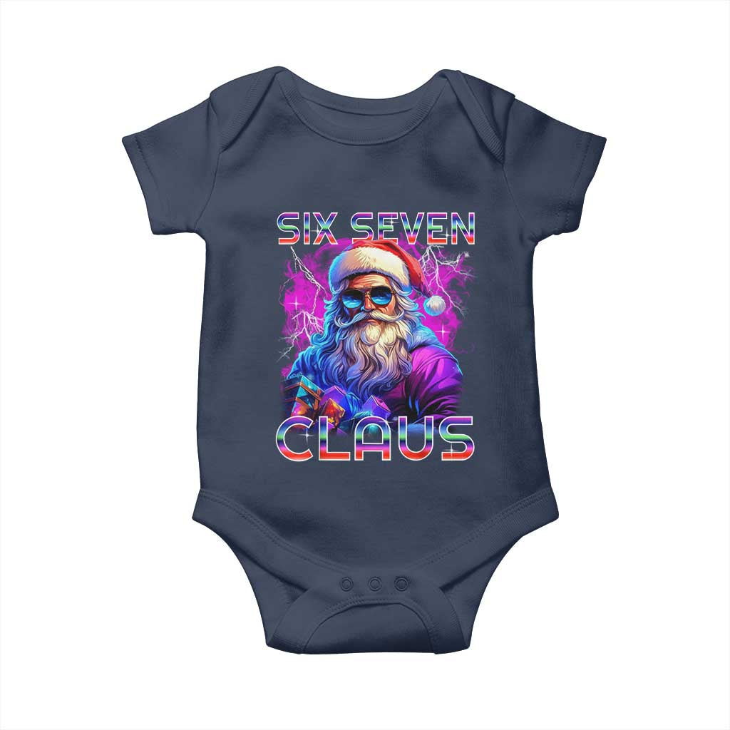 Funny Six Seven Claus Baby Onesie 67 Christmas Santa Meme Gen Alpha TS11 Navy Print Your Wear