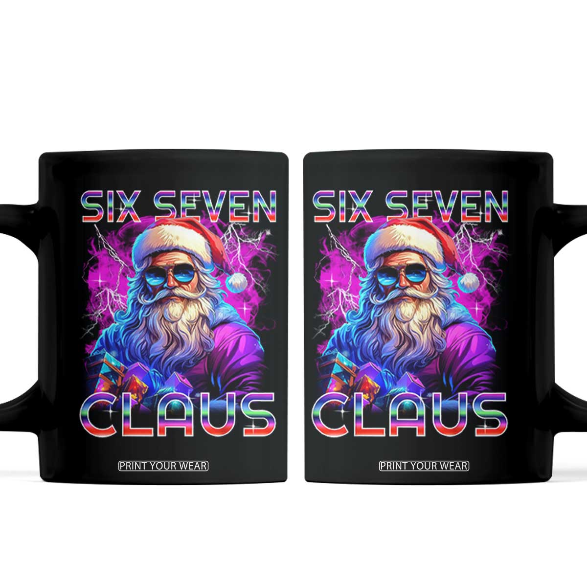 Funny Six Seven Claus Coffee Mug 67 Christmas Santa Meme Gen Alpha TS11 Black Print Your Wear