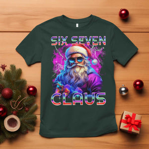 Funny Six Seven Claus T Shirt 67 Christmas Santa Meme Gen Alpha TS11 Dark Forest Green Print Your Wear