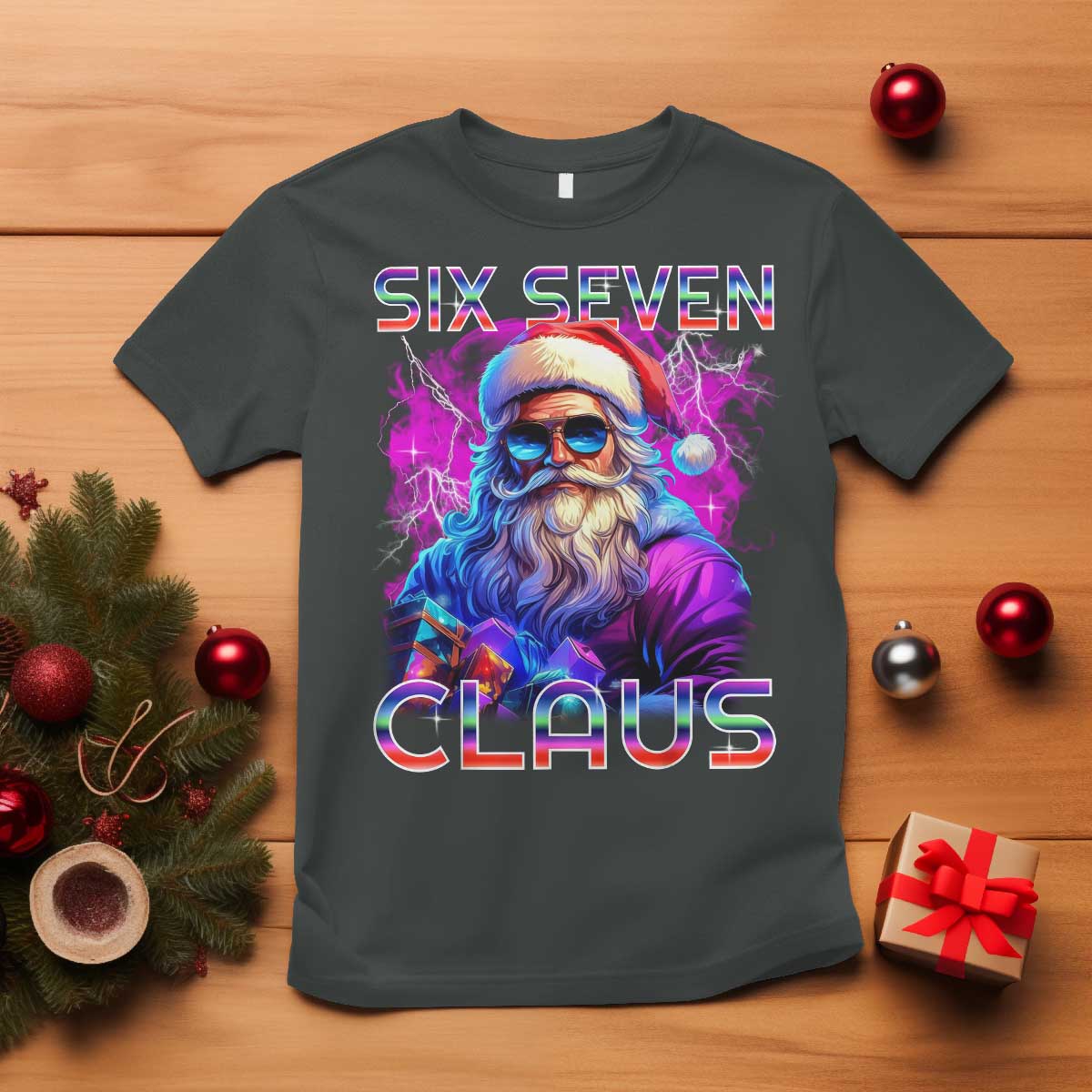 Funny Six Seven Claus T Shirt 67 Christmas Santa Meme Gen Alpha TS11 Dark Heather Print Your Wear