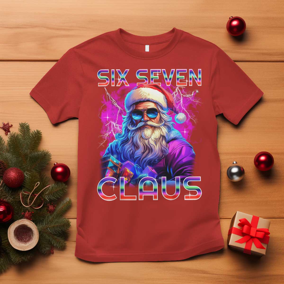 Funny Six Seven Claus T Shirt 67 Christmas Santa Meme Gen Alpha TS11 Red Print Your Wear