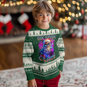 Funny Six Seven Claus Ugly Christmas Sweater 67 Xmas Santa Meme Gen Alpha TS11 Forest Green Beige Print Your Wear