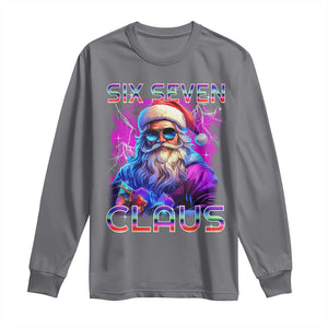 Funny Six Seven Claus Long Sleeve Shirt 67 Christmas Santa Meme Gen Alpha TS11 Charcoal Print Your Wear