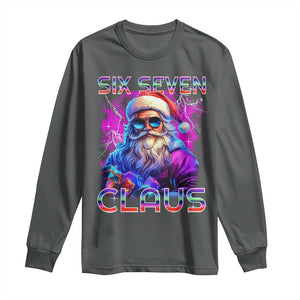 Funny Six Seven Claus Long Sleeve Shirt 67 Christmas Santa Meme Gen Alpha TS11 Dark Heather Print Your Wear