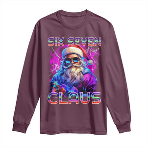 Funny Six Seven Claus Long Sleeve Shirt 67 Christmas Santa Meme Gen Alpha TS11 Maroon Print Your Wear