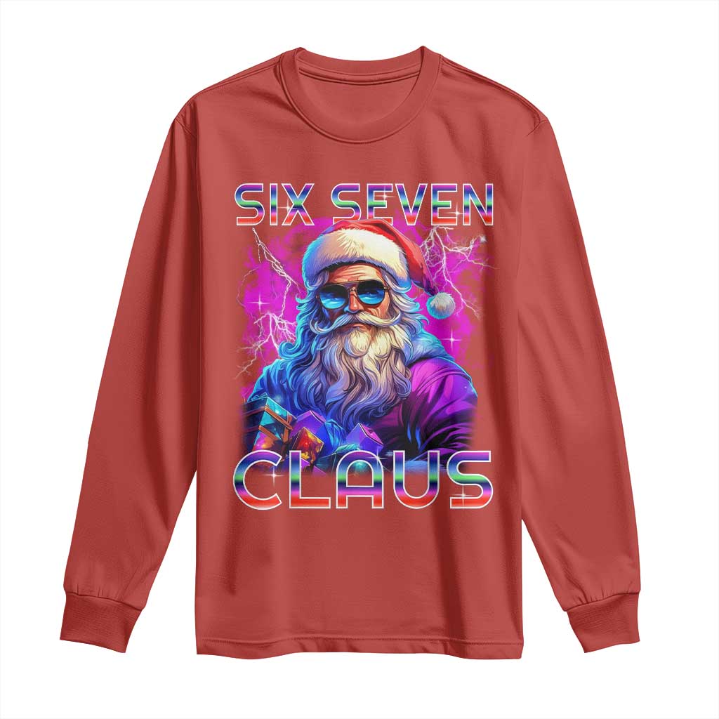Funny Six Seven Claus Long Sleeve Shirt 67 Christmas Santa Meme Gen Alpha TS11 Red Print Your Wear