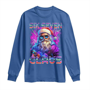 Funny Six Seven Claus Long Sleeve Shirt 67 Christmas Santa Meme Gen Alpha TS11 Royal Blue Print Your Wear