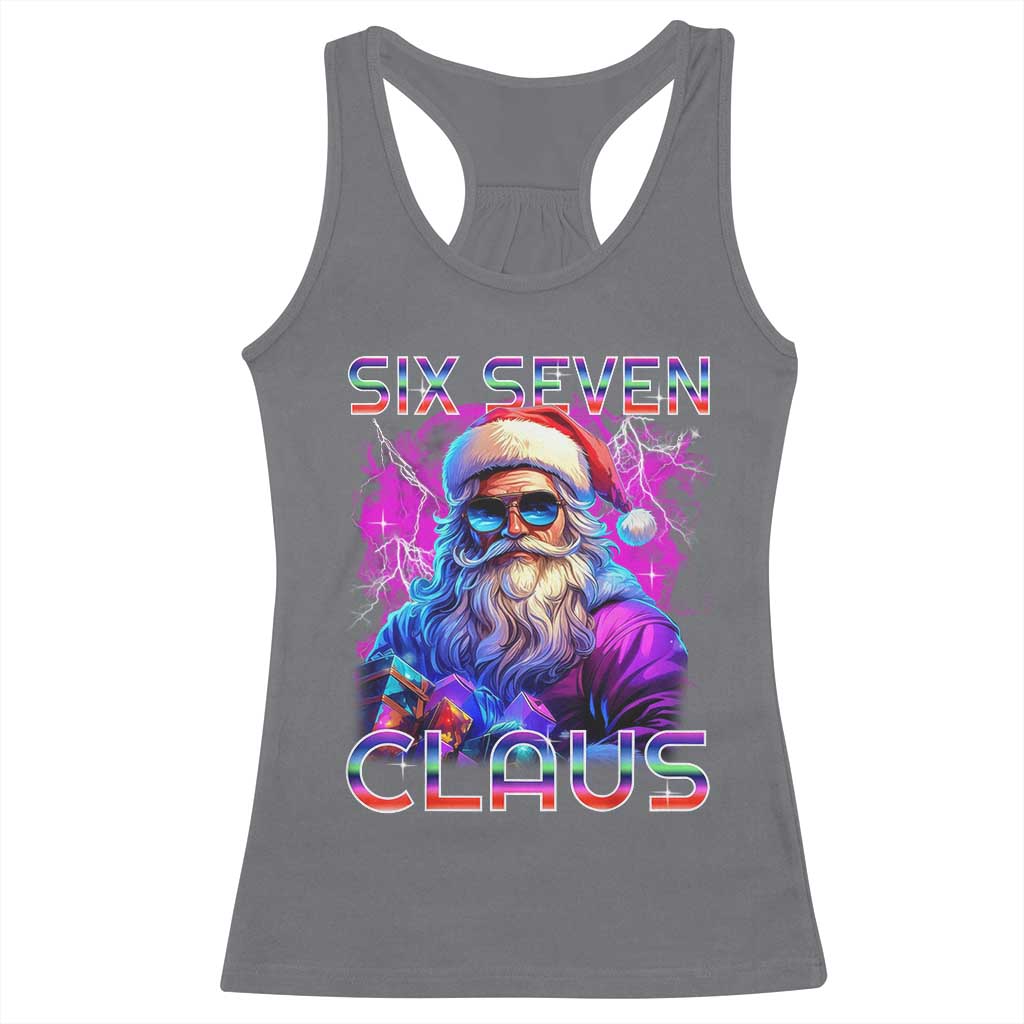 Funny Six Seven Claus Racerback Tank Top 67 Christmas Santa Meme Gen Alpha TS11 Charcoal Print Your Wear