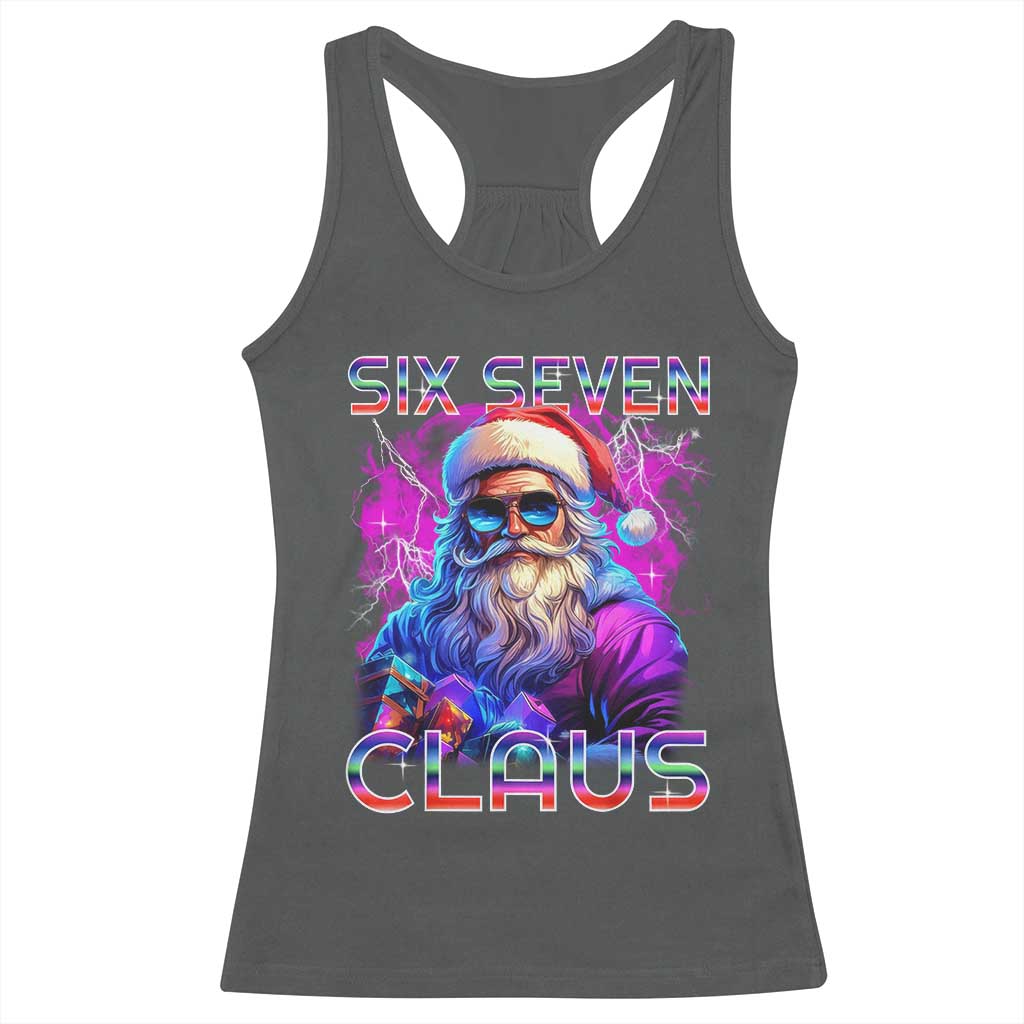 Funny Six Seven Claus Racerback Tank Top 67 Christmas Santa Meme Gen Alpha TS11 Dark Heather Print Your Wear